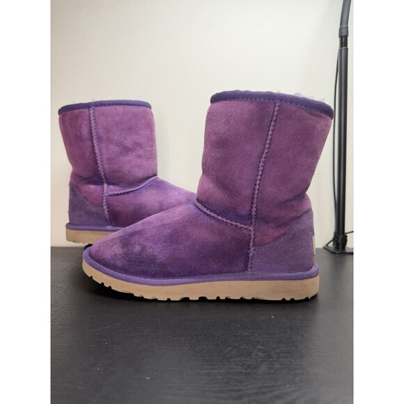 Youth UGG Classic Short II Boots Size 4 Purple Suede 5251 - Picture 4 of 11